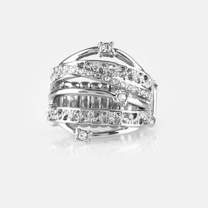 paparazzi Jewelry - Making The World Sparkle - White Stretchy Ring paparazzi Jewelry - Making The World Sparkle - White Stretchy Ring